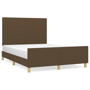 vidaXL Estrutura de cama sem colch&atilde;o 140x200 cm tecido castanho-escuro