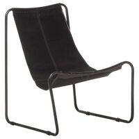 vidaXL Cadeira de descanso couro genuíno preto