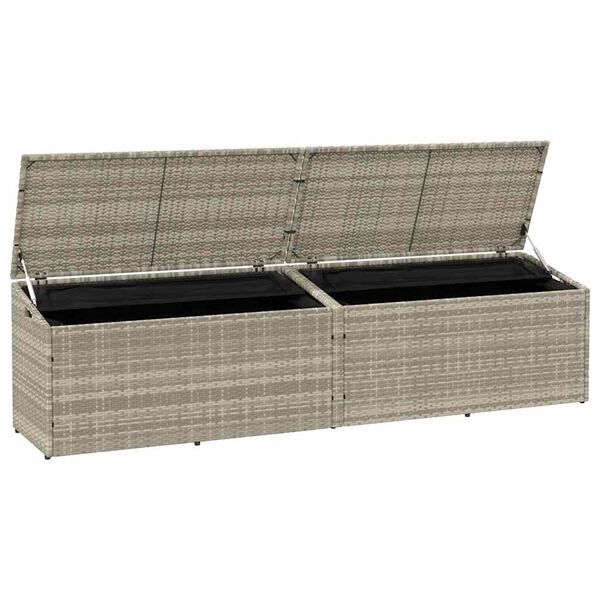 vidaXL Caixa de arruma&ccedil;&atilde;o p/ jardim 220x50x58 cm vime PE cinza-claro