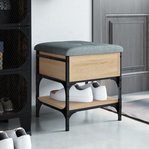 vidaXL Banco sapateira 42x42x45cm derivados de madeira carvalho sonoma