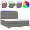vidaXL Cama box spring c/ colch&atilde;o e LED 180x200 cm tecido cinza-escuro
