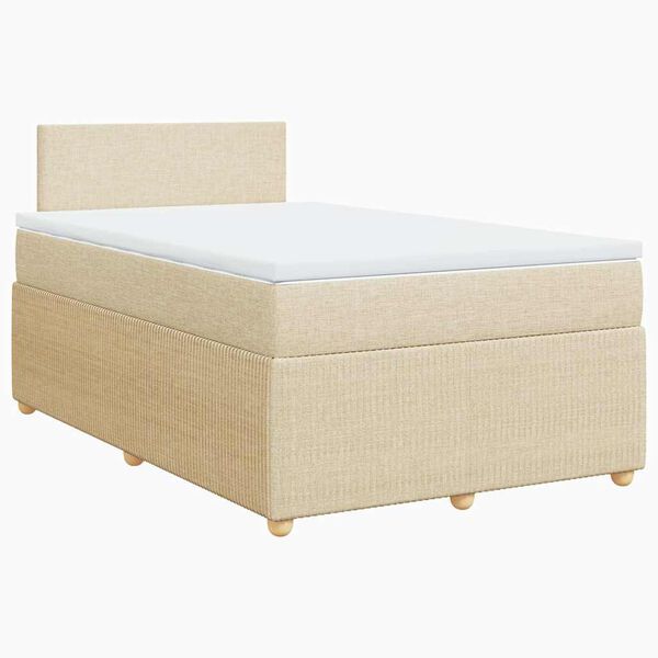 vidaXL Cama boxspring com colch&atilde;o 120x190 cm tecido cor creme