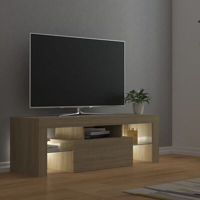 vidaXL Móvel de TV com luzes LED 120x35x40 cm carvalho sonoma