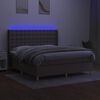 vidaXL Cama box spring colch&atilde;o/LED 160x200 cm tecido cinza-acastanhado