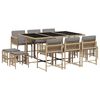 vidaXL 11 pcs conj. jantar jardim c/ almofad&otilde;es vime PE bege misturado