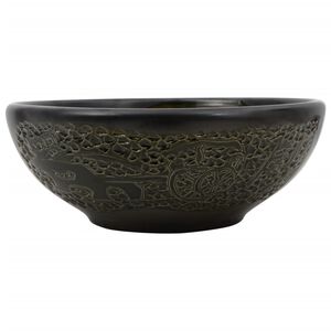 vidaXL Lavat&oacute;rio de bancada redondo &Phi;41x14 cm cer&acirc;mica preto