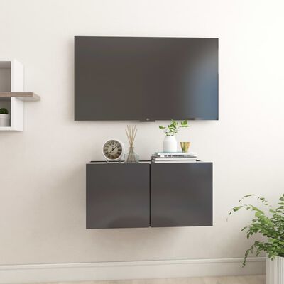 vidaXL Móvel de TV para parede 60x30x30 cm cinzento