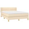 vidaXL Cama com molas/colch&atilde;o 140x190 cm tecido cor creme