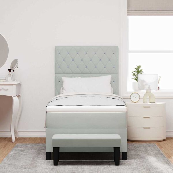 vidaXL Cama Box com colch&atilde;o Cinzento-claro 100 x 200 cm Veludo