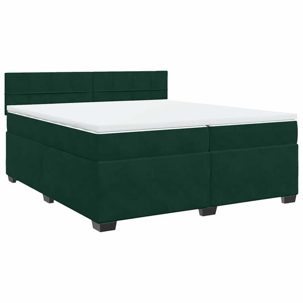 vidaXL Cama com molas/colch&atilde;o 200x200 cm veludo verde-escuro