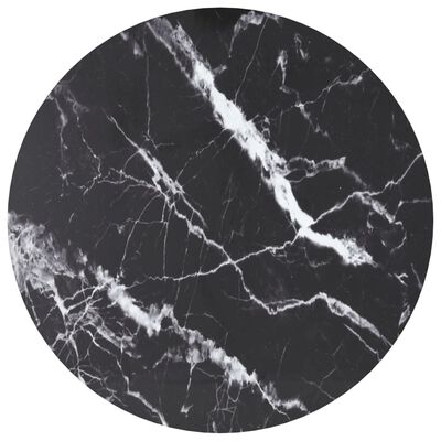 vidaXL Tampo mesa Ø70x0,8 cm vidro temperado design mármore preto