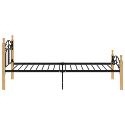 vidaXL Estrutura de cama 90x200 cm metal/madeira carvalho maciça preto