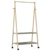 vidaXL Cabide com prateleiras e rodas 96x45,5x155,5 cm bambu