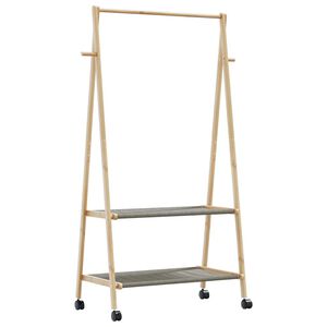 vidaXL Cabide com prateleiras e rodas 96x45,5x155,5 cm bambu
