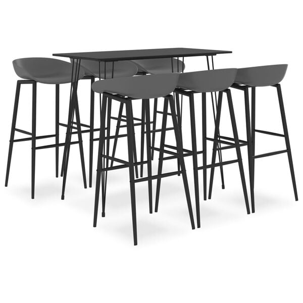 vidaXL 7 pcs conjunto de bar preto e cinzento