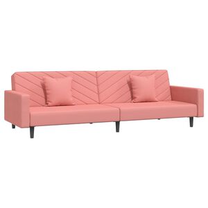 vidaXL Sof&aacute;-cama 2 lugares com duas almofadas veludo rosa