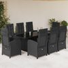 vidaXL 9 pcs conjunto de jantar p/ jardim c/ almofad&otilde;es vime PE preto