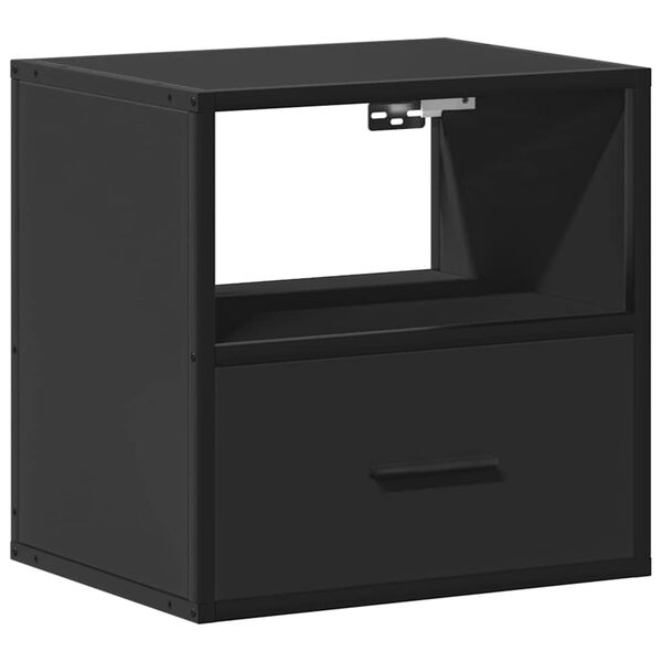 vidaXL Mesa de cabeceira de parede 40x31x39,5 cm preto