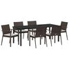 vidaXL Conjunto de Jantar para Jardim 7 pcs Marrom e Preto