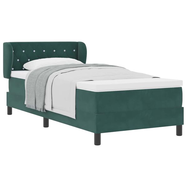 vidaXL Cama Box com colch&atilde;o Verde-escuro 90 x 200 cm Veludo