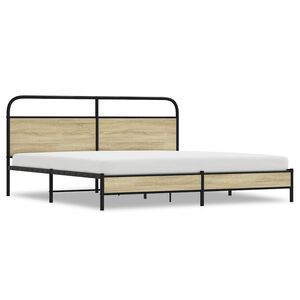 vidaXL Estrutura de cama sem colch&atilde;o 193x203cm metal carvalho sonoma