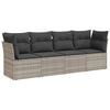 vidaXL 4 pcs conj. sof&aacute;s jardim c/ almofad&otilde;es vime PE cinzento-claro