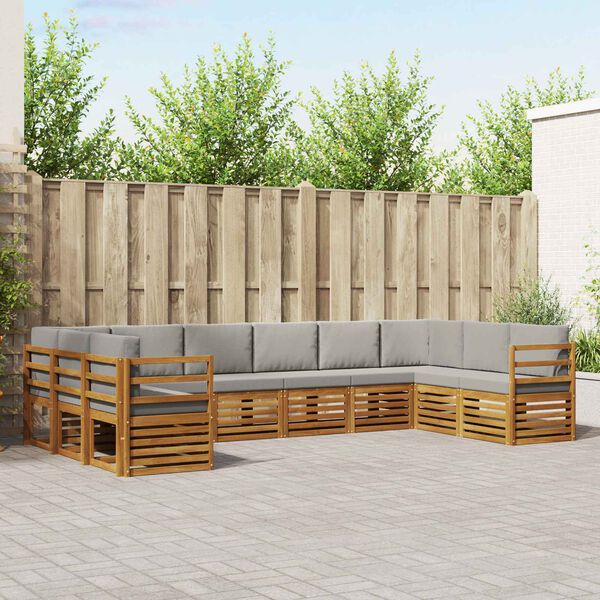 vidaXL Conjunto de Sof&aacute; Sectional 10 pcs Cinza Natural e Claro