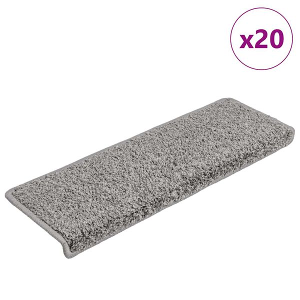 vidaXL Tapetes de escada 20 pe&ccedil;as 65x21x4 cm cinza com borda retangular