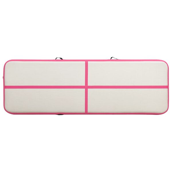 vidaXL Colch&atilde;o de gin&aacute;stica insufl&aacute;vel c/ bomba 500x100x20 cm PVC rosa