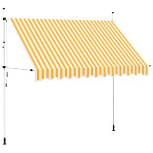 vidaXL Toldo retr&aacute;til manual 300 cm riscas laranjas e brancas