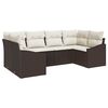 vidaXL Conjunto de Sof&aacute; de Jardim 6 unid. Marrom e Creme vime PE