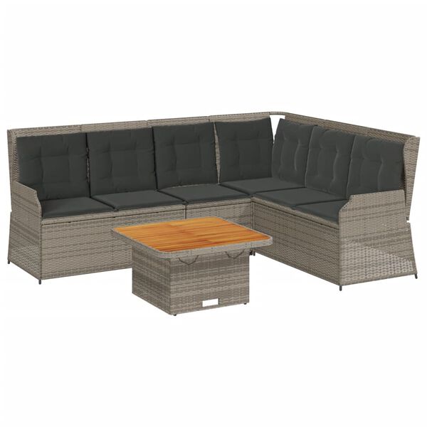 vidaXL 5 pcs conjunto lounge de jardim c/ almofadões vime PE cinzento