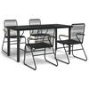 vidaXL Conjunto de jantar para jardim 5 pcs vime PVC preto