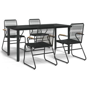 vidaXL Conjunto de jantar para jardim 5 pcs vime PVC preto