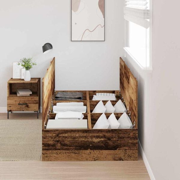 vidaXL Estrado de cama com arruma&ccedil;&atilde;o Madeira Antiga 70 x 190 cm