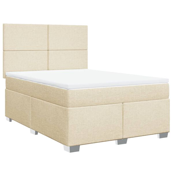 vidaXL Cama com molas/colch&atilde;o 160x200 cm tecido cor creme
