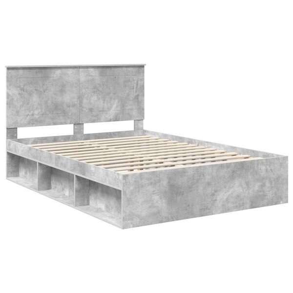vidaXL Estrutura da Cama com cabeceira Concreto 140 x 190 cm