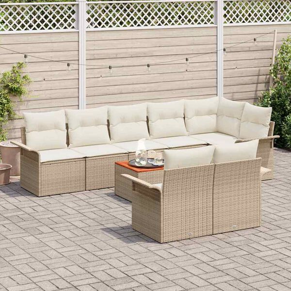 vidaXL Conjunto de Sof&aacute; de Jardim 9 pcs Bege e Creme vime PE