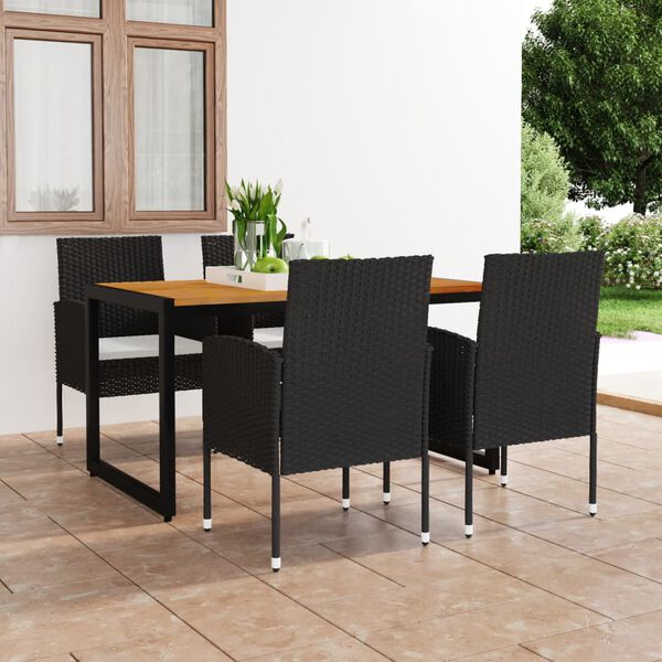 vidaXL 5 pcs conjunto de jantar para jardim preto