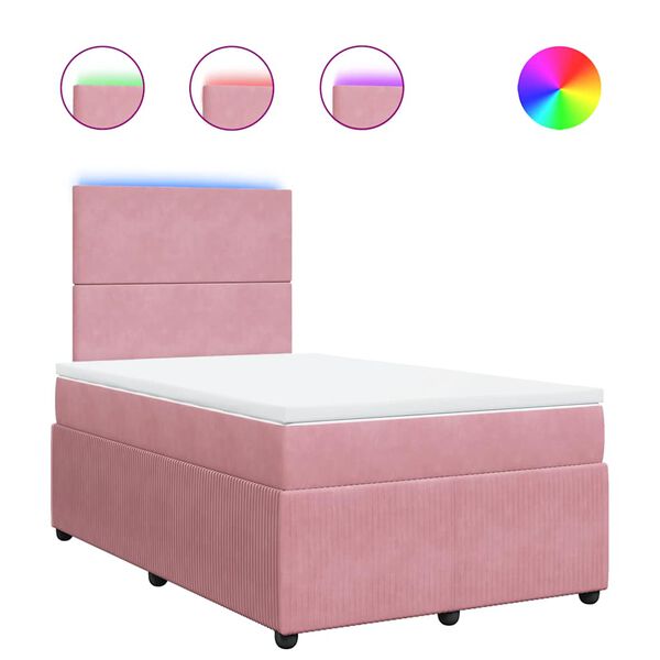vidaXL Cama boxspring com colch&atilde;o 120x200 cm veludo rosa