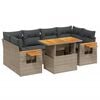 vidaXL 7 pcs conjunto sof&aacute;s p/ jardim c/ almofad&otilde;es vime PE cinzento
