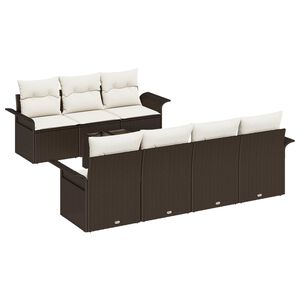 vidaXL Conjunto de Sof&aacute; de Jardim 8 pcs Marrom e Creme vime PE