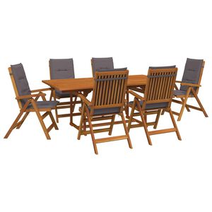 vidaXL Conjunto de Jantar ao Ar Livre com Guarda-Sol 8 unid. 6 lugar