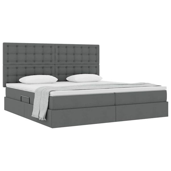 vidaXL Cama com arruma&ccedil;&atilde;o e colch&atilde;o Cinza Escuro 200 x 200 cm