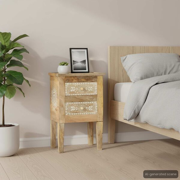 vidaXL Mesa de cabeceira pintada à mão 40x30x60 cm mangueira maciça