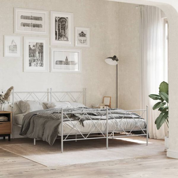 vidaXL Cabeceira de cama 150 cm metal branco
