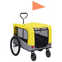 vidaXL Reboque bicicletas/carrinho para animais 2-em-1 amarelo/cinza