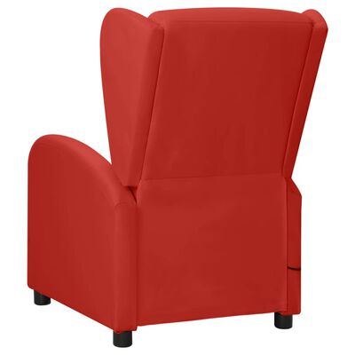 vidaXL Poltrona reclinável couro artificial vermelho tinto