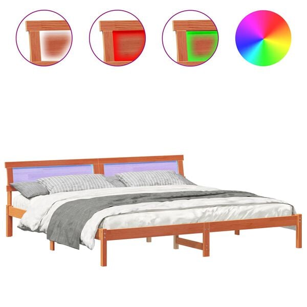 vidaXL Estrutura da Cama com cabeceira Marrom Cera 200 x 200 cm