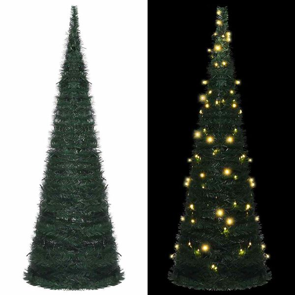 vidaXL &Aacute;rvore Natal pop-up artificial pr&eacute;-iluminada 180 cm verde